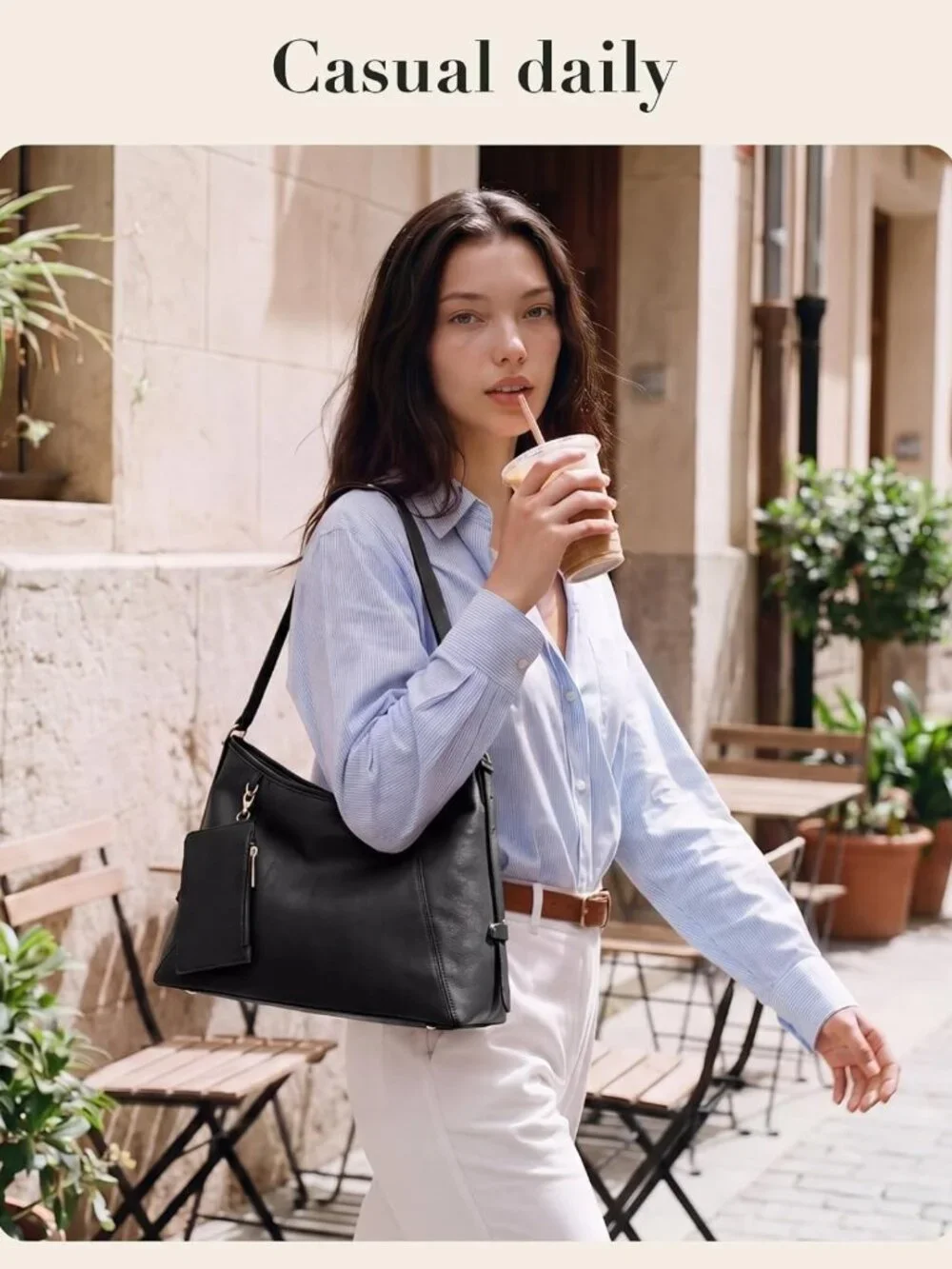 Stylish PU Leather Hobo Bag for Women | Multi-Pocket Crossbody & Tote Handbag